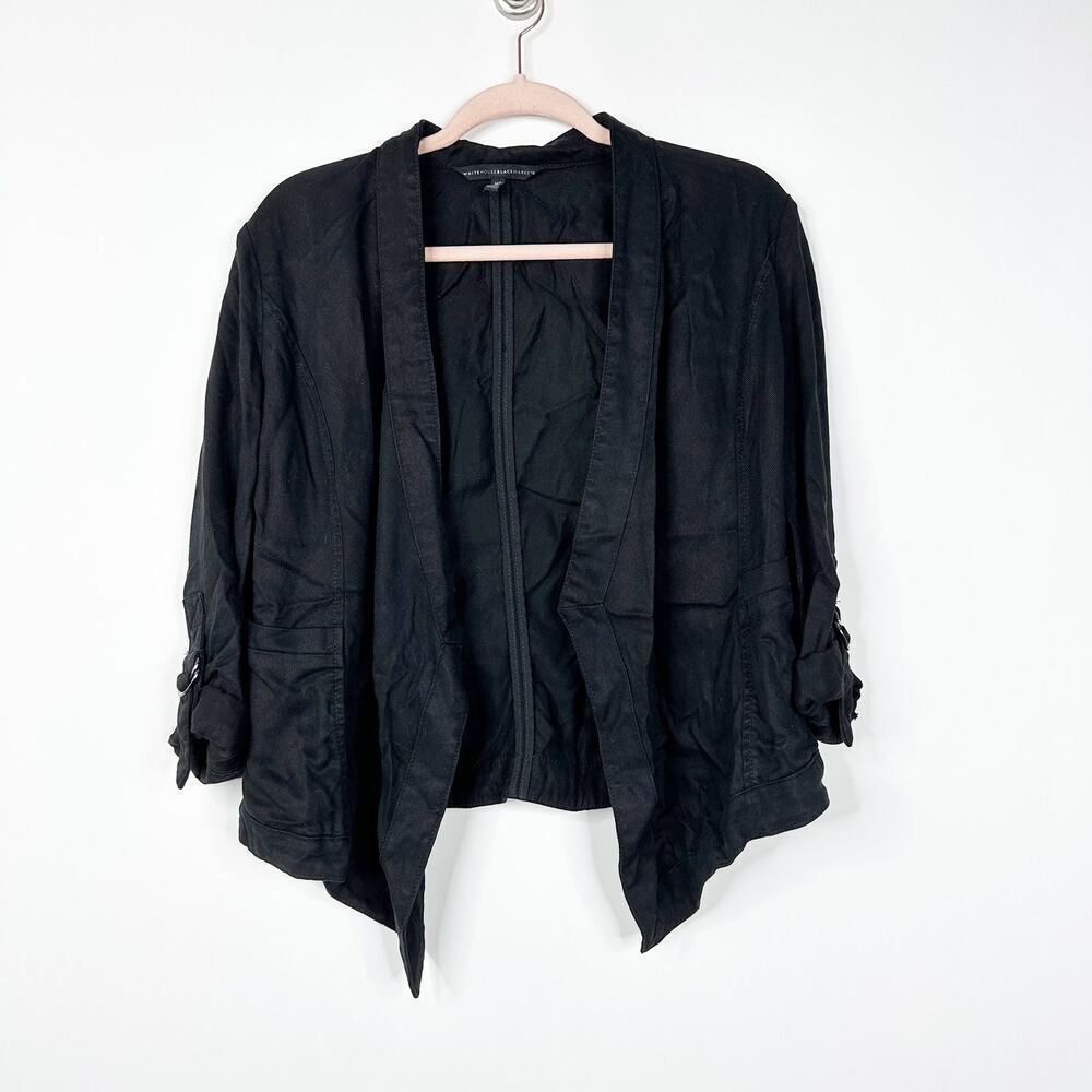 2/$30 White House Black Market Cropped Jacket Cinched Sleeve Black MP #8159 - Picture 3 of 10
